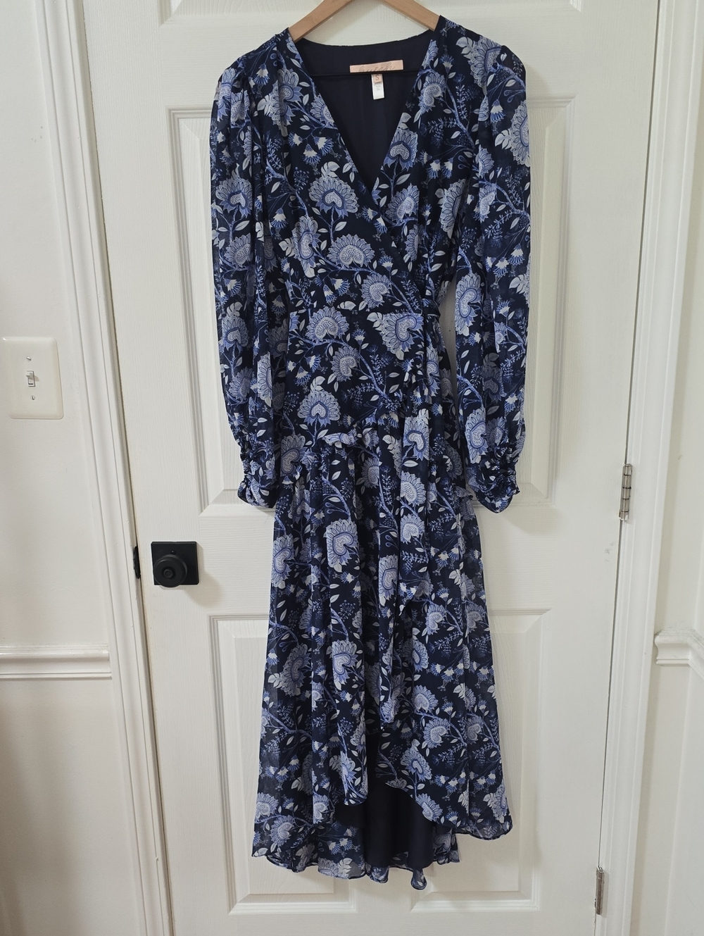 Hutch Blue Abstract Printed Long Sleeve Wrap Maxi Dress Size S - Picture 2 of 6